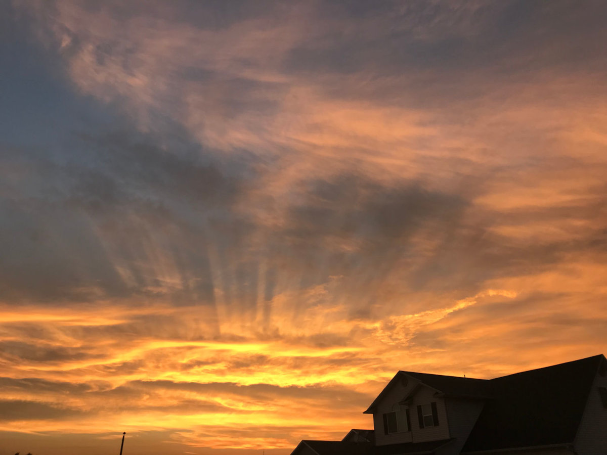 Sunset with shining rays